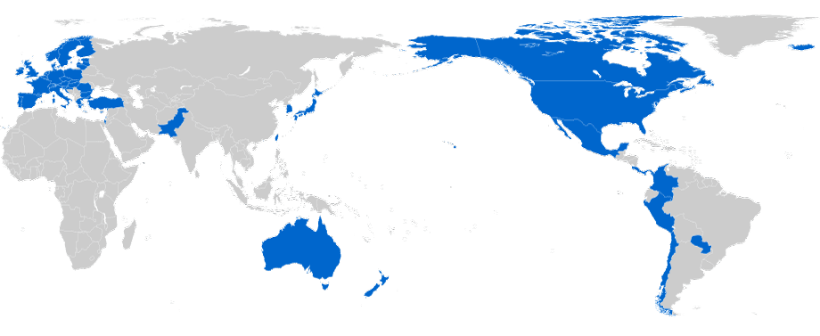 Países que conforman el bloque de negociación del Trade in Services Agreement